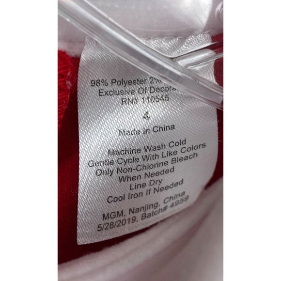 Reindeer Christmas Holiday Red White Toddler Girl’s Dress Flare Sleeves Size 4 - Picture 3 of 3